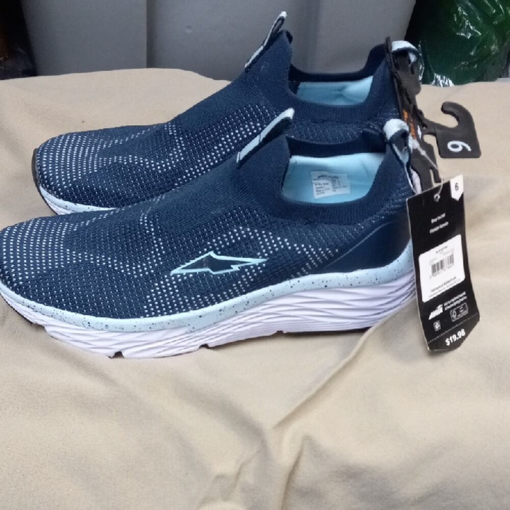 Altra Navy and Light Blue Knit Slip-On Shoes